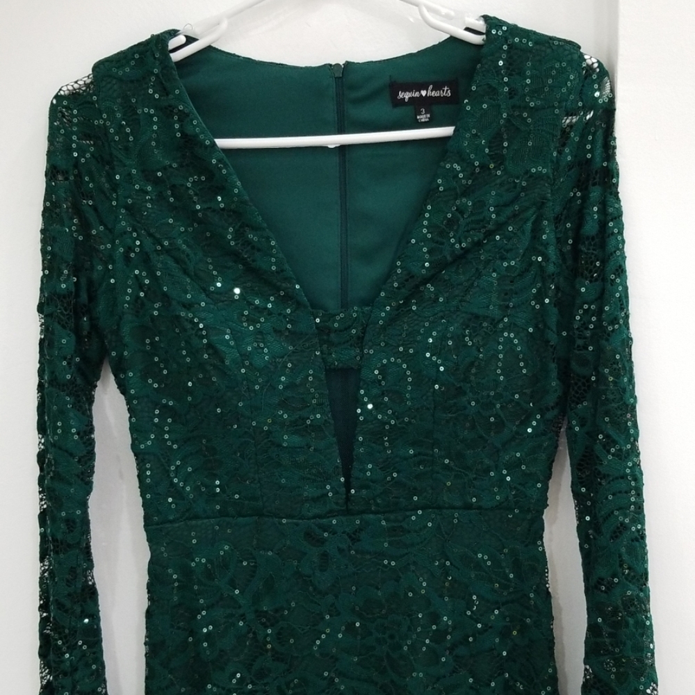 Sequin Hearts Green holiday dress size 3
